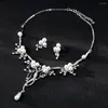 Collana Orecchini Set Strass Perle finte Fiore Donna Gioielli da sposa Chic