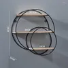 Decorative Plates 3-Layer Metal Iron Living Room Storage Rack Modern Simple Wall Hangers Shelf Wooden Decoration For Home Creativity