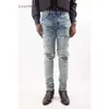 Denim amiryes jeans designer byxor man mens jean mäns jeans sommar ny ljusblå lapptäcke patch hål 52jf