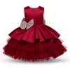 1 Jahr altes Baby-Mädchen-Kleid für neugeborene Mädchen-Kleidung, großer Bogenknoten, formelles Baby-Geburtstags-Party-Kleid, Taufkleid