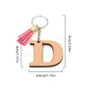 A-Z Wooden Letter Keychains Vintage Initials Tassels Pendant Keyrings Fashion Men Women Bags Car Key Holders Accessories Gifts