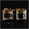 Cuff Links Tough Square Zircon Stone Cufflinks For Man Luxury Shirt Suit Black Gift Accesories Drop Delivery Jewelry Tie Clasps Tacks Dhrgl