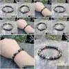 Perlé Sn0378 Faites-vous votre propre bracelet homme oeil de tigre or tête de bouddha bijoux en pierre de lave bracelets mala livraison directe Dhgarden Dhlwv