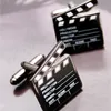 روابط الكفة من الفولاذ المقاوم للصدأ سوداء الفيلم clapperboard styly style cufflinks mc081 230909