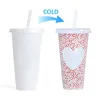 Tumblers Heat Sensitive Cups Colour Changing Cup With Lid And Straw 710ml Large Capacity Funny Cute Heart Coffee Mug Reusable