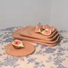 Plates Log Tray Wooden Small Fruit Plate Rounded Square Baking Dish Natural Haruki Rectangular Bread Solid Wood Round