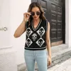 Christmas Skulls Jagged Patterned Vest Sweater Womens Autumn And Winter Knitted