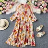 Traje de baño para mujer Encubrimientos Vestido de playa Mujeres Bohemian Resort Falda Estampado francés Suelto Tamaño grande Protector solar Vestidos de gasa abiertos