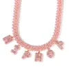 Haute qualité nom personnalisé S-Link rose 12mm bagnette strass Miami lien cubain collier or argent plaqué luxe cheville Micro pavé CZ cubain joignant ensemble chaîne