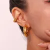 Boucles d'oreilles créoles minimalistes en forme de cœur, en acier inoxydable plaqué or 18 carats, pour femmes, cadeau de fête 2023