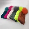 Berets Natural Soft Fur Ball Chapéus de Malha Inverno Grosso Pom Caps Ao Ar Livre Enrolado Mulheres Ski Skullies Beanies Gorros Bone