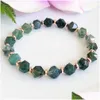 Beaded Mg1522 Strand 8 Mm Cutted Moss Agate Gemstone Bracelet Womens Healing Crystals Mala Yoga Gifts For Her Drop Delivery Dhgarden Dh8Sr