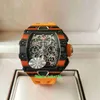 Perfect men watch RM11-03 47mmx38mm Stainless orange Back transparent Carbon fiber Sapphire Automatic mechanical mens watches wristwatches