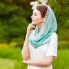Scarves Fashion Satin Lace Head Cover Women Veil Hijab Scarf Silk Catholic Mantilla Hooded Bridesmaid Bandana