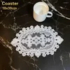 Table Mats British Style Lace Embroidered Oval White Placemat Bedroom Balcony Coffee Cup Wine Cover Cloth Banquet Party Decoration