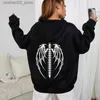 Erkek Hoodies Sweatshirts Street Kostüm Harajuku Angel Wings Fermuar Hoodie Y2K Retro Gotik Süper Dalian Hoodie Punk Baskı Kostümü Hip Hop Q230911