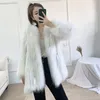 Kvinnors päls 2023 Autumn Winter Faux Coat Women Mid-Length Tassel Imitation Raccoon Woven Outwear Fashion Warm Casual Outcoat