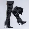 Buty czarne seksowne obcasy obcasy Kolan High But nad butami modowymi dla kobiet długich botas femininas plus size 43 230911