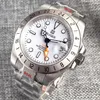 Orologi da polso 39mm NH34A GMT Funzione quadrante bianco Sterie Vetro zaffiro Orologi automatici da uomo Lunetta fissa 24 ore Data luminosa