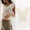 Serbatoi da donna 2023 Donna Party Ruffled Knit Top Wrap con scollo a V senza maniche Y2K Abbigliamento Donna Summer Ruffles Elegante Crop