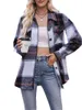 Damesjassen Dames S Geruite Overhemden Casual Revers Button Down Plaid Met Zakken Herfst Winter Esthetische Kleding