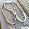 Beaded Sn1504 108 Amazonite Picture Jasper Mala Beads Bracelet Tree Of Life Charm Prayer Yoga Jewelry Drop Delivery Bracelets Dhgarden Dhsm6