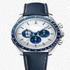 Eyes On The Stars Watch Chronograph Sports Battery Power Limited Two Tone Gold Blue Dial Quartz Professional Dive Wristwatch Stain280m