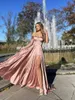 Casual Dresses European And American Women's Dress Sexy One Line Neck Split Large Swing Wedding Bridesmaid Evening