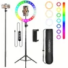 Weilisi 10 "Selfie Ring Light with Tripod Stand, 72 '' Tall Phone Holder, 38 Color Lägen, Stepless Dimble/Speed ​​LED Ring Light for iPhone Android, YouTube, Makeup, Tik Tok