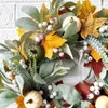 Decorative Flowers Wreaths Fall Wreaths Harvest Autumn Door Wreath Christmas Halloween Decoration Pumpkin Berry Maple Leaf Artificial Wreath Home Decor 230911