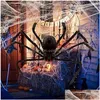 Party Decoration 30Cm/50Cm/75Cm/90Cm/125Cm/150Cm/200Cm Black Spider Halloween Haunted House Prop Indoor Outdoor Nt Decor Drop Delive Dhrwv