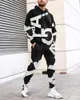 Erkeklerin Trailtsuits Siyah Beyaz Mektup Baskılı Hoodie Pantolon Takım Serin Erkekler/Kadınlar 2 PCS Sportwear Trachsuit Set Sonbahar ve Kış Giysileri