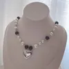 Pendant Necklaces Exquisite Contrasting Pearl Stitching Silver Color Heart Beaded Necklace Unique Design Women Jewelry Gift 2023