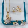 Zestawy biżuterii ślubnej luksusowa moda słodkowodna perłowa gan Bankiet zestaw dla kobiet urok akcesoria urodzinowe miłośnik darów urodzinowych 4pcsset 230909