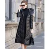 Women's Leather Jacket Real Sheepskin Coat Female 90% White Duck Down Jackets 7xl Clothes Women Fur Collar Pph18772023