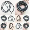 Bracciale avvolgente in labradorite con perline Sn1146 dal design superiore 108 Mala Yoga o collana Sier Lotus Ohm Buddha Gioielli con consegna a goccia Dhgarden Dhnrf