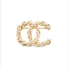 Designer Broche Marque Lettres Diamant Broches Pin Géométrique De Luxe Femmes Charme Cristal Strass Perle Pins pour Célèbre Mariage P241W