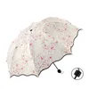 Paraguas soleado paraguas plegable sol bloqueador solar para mujer sombrilla triple creativo impreso