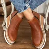 Laarzen Dameslaarzen Platform Ronde Neus Hoge Sleehak Retro Korte Laarsjes Zacht Pu Schoenen Rits Casual Comfort Enkel voor Dames 230909