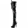 Boots Nightclub Women's Pole Dancing Long Shoes Lår alt 20 cm höga klackar 8 tum över knäplattformen Sexig stripper Red 230911