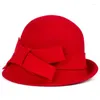 Berets Winter Hat للنساء في عشرينيات القرن العشرين على طراز Gatsby زهرة الصوف الدافئ فيدورا كاب السيدات القبعات Cloche Bonnet Femme Feedoras