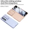 Luxuriöse Vogue-Handyhülle aus gehärtetem Film mit Push-Fenster für Samsung Galaxy Z Folding Fold5 5G, langlebig, vollständig schützend, weiche, einfarbige Membran-Faltschale, stoßfest