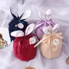 25PC Velours Sacs De Pâques Lapin Cadeau Emballage Sacs Lapin Bonbons Sacs De Mariage Fête D'anniversaire Décoration Bijoux Organisateur 2022 Pâques 278h