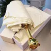 Modedesigner paraplyer lyxguld rose handtag vitt paraply med box339b