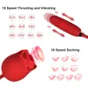 Volwassen speelgoed Vasana 10 Speed Rose zuigvibrator voor vrouwen 2 in 1 clitorisstimulator en liefdesei-dildo met telescopische stuwkracht 230911