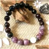 Perlé Mg0914 8 mm Naturel Lépidolite Moonstone Bracelet Tourmaline Noire Haute Qualité Coeur Chakra Méditation Bijoux Drop Dhgarden Dhs2M