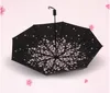 Umbrellas Lightweight Portable Folding Cherry Sun/Rain Umbrella Upscale Printing Black UV Parasol Outdoor Windproof Bumbershoot