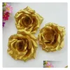 Dekorativa blommor kransar 10st 10 cm guld siden rose konstgjord blomma huvud bröllop fest hem jul diy handgjorda hantverk simat ottoh