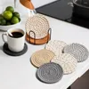 Table Mats Black Metal Stand Durable Set With Holder Absorbent Placemats Minimalist Drink Coasters For Home Decor