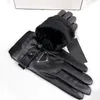 Sport PU Leather Gloves Fur Inside Brand Mittens Five Fingers Half Fingers Black With Tag Wholesale